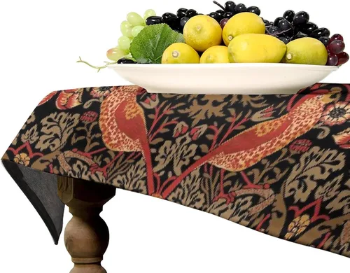 Vista 196 de Mantel Floral Retro de Pájaros, Diseño Original Bohemio William Morris Estampado Cubierta de Mesa para Hogar Picnic Fiesta Comedor Cocina William
