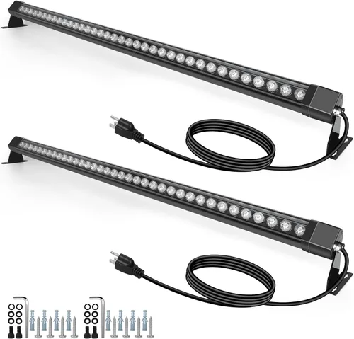 Vista 13 de HNRLOY Paquete de 2 lámparas de pared de 36 W, 4000 K, luz blanca natural para pared, 2 pies, 120 V, barra de luz LED lineal para exteriores