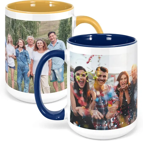 Vista 17 de Taza de café con foto personalizada, 11 onzas, color negro, con imagen envolvente, texto, taza de cerámica personalizada con imagen, taza