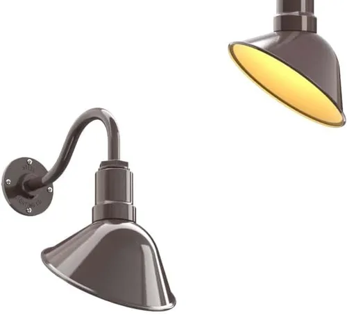Vista 44 de Steel Lighting Co. Luz de Letrero de Tienda Venice para Pared de Acento de Restaurante al Aire Libre Cúpula de 9 pulgadas Brazo Recto de 6
