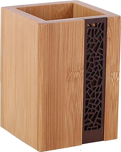 Vista 9 de Portalápices de madera para oficina en casa, caja de almacenamiento de escritorio, organizador de accesorios (negro-diamante)
