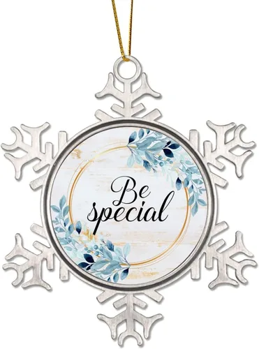 Vista 18 de Corona de flores florales Life is Sweet Adorno de copo de nieve de metal para árbol de Navidad, decoración colgante de árbol de Navidad, divertido