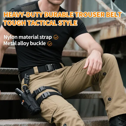 Vista 2 de Cinturones de nailon de estilo militar ajustable para hombre con hebilla de metal