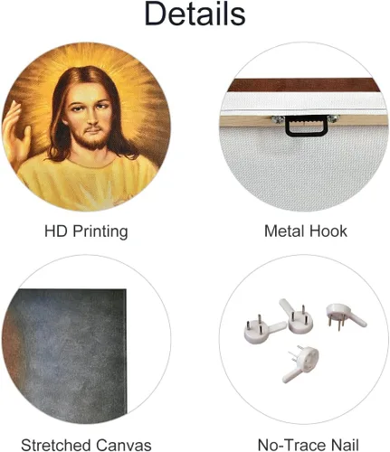 Vista 7 de Roya Art -Cuadro de la Divina Misericordia, póster de Cristo Jesús, arte de pared religioso Jesús confío en ti, obra de arte inspiradora en lienzo