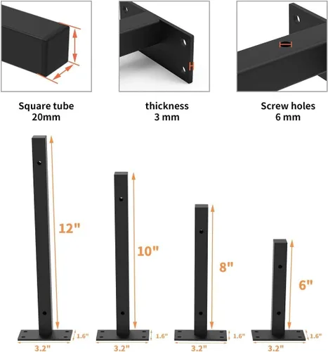 Vista 2 de Soportes de estante de 6 pulgadas, soportes flotantes de alta resistencia para estantes de metal para montaje en pared, soportes industriales