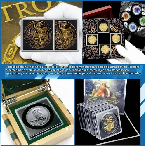Vista 5 de 20 piezas de estuches ajustables de acrílico para colección de monedas con esponjas, soporte de monedas con cierre, estuches de protección