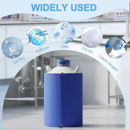 Vista 3 de Tanque de 20L LN2 Dewar criogénico con 3 botes y bolsa de transporte Contenedor de transporte de nitrógeno líquido para la industria de la belleza