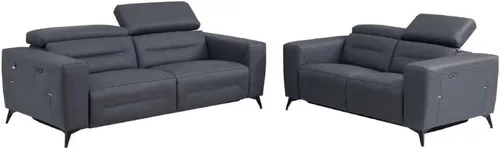 Vista 12 de BlackJack Furniture Ferrara - Sofá reclinable de cuero italiano de grano superior con puertos USB para cargar dispositivos, reposacabezas ajustables