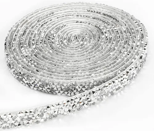 Vista 6 de Cintas de resina con diamantes de imitación de 3 yardas, cinta autoadhesiva de diamantes de imitación, tiras de cristal, rollo de resina