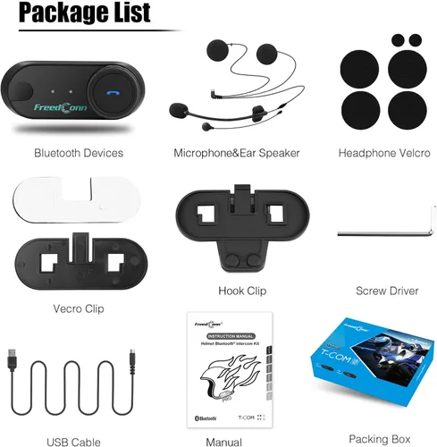 Vista 8 de FreedConn Auriculares Bluetooth para motocicleta TCOM VB - Altavoces para casco de motocicleta, 3 riders Paring 800M 2 Riders Talking Helmet