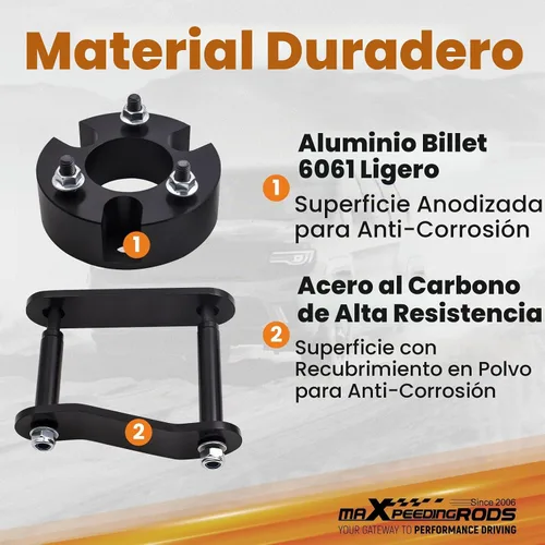 Vista 2 de Kit de nivelación de elevación de 7,5 cm delantera y 5 cm trasera para Nissan Frontier Xterra 2005-2023, para Suzuki Equator 2009-2012, espaciadores