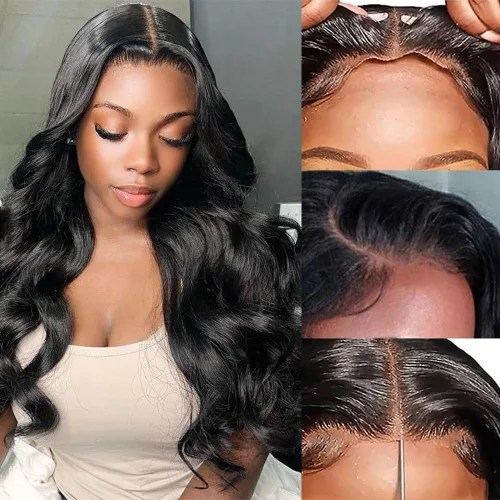 Vista 36 de Pelucas de encaje frontal de 13x4 Highlight Ombre de cabello humano ondulado 4/27 color rubio miel 9A sin pegamento HD encaje frontal transparente