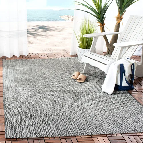 Vista 65 de Safavieh Colección Courtyard CY8022 Alfombra, 2 pies x 3 pulgadas x 5 pies, aguamarina y gris, impermeable, fácil de limpiar, sin pelusa