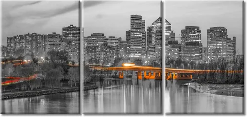 Vista 98 de TUMOVO Arte de pared en blanco y negro con paisaje urbano de Nueva York, decoración de pared de horizonte de Nueva York para sala de estar, puente