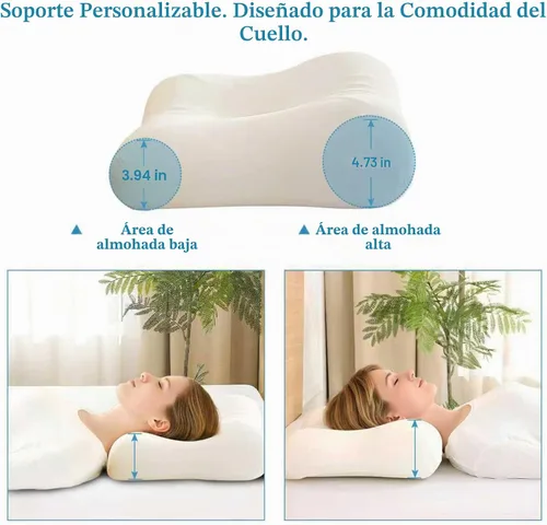 Vista 2 de Almohada cervical para aliviar el dolor de cuello – Almohada de espuma viscoelástica de contorno para dormir de lado y de espalda, doble altura 4.7