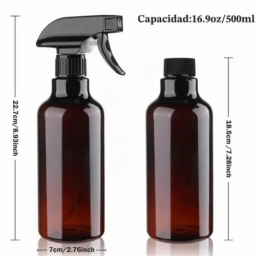 Vista 5 de Botellas de plástico de spray de 16.9 oz/500 ml, paquete de 2, ámbar