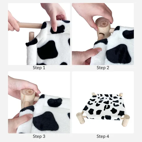 Vista 7 de Patas Lague Hamaca autocalentable para gatos, cama para perros pequeños, cama térmica de madera elevada para gatos, cama elevada para mascotas suave