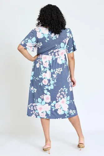 Vista 7 de Eloges - Vestido midi floral con manga mariposa para mujer, S-3X