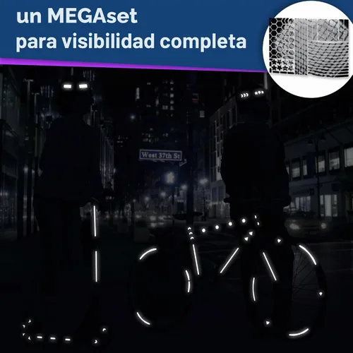 Vista 6 de LOOM® Mega Pegatinas Reflectantes para Bicicletas y Cascos 101pc Negro Our largest reflective sticker set with versatile sizes and shapes for