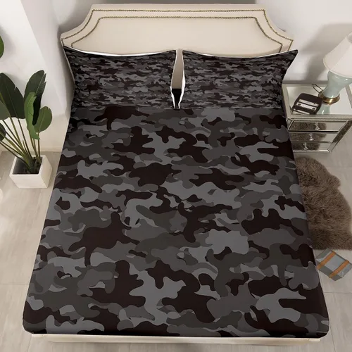 Vista 11 de Erosebridal Juego de ropa de cama de camuflaje para niños, sábanas de camuflaje militar, tamaño individual para adolescentes, jóvenes, adultos