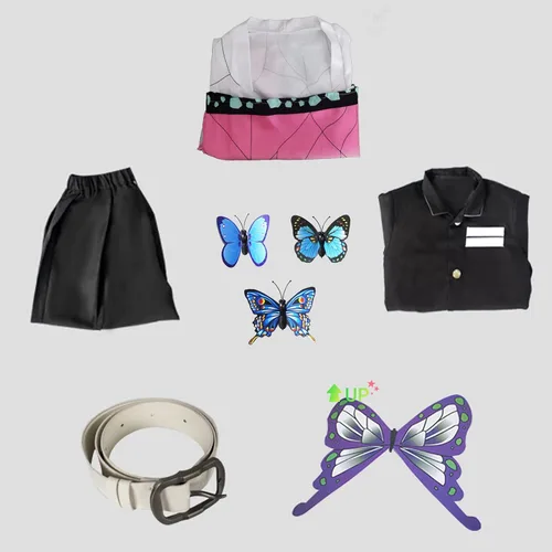 Vista 2 de VZQI Demon Slayer Cosplay Costumes Kamado Shinobu Kids Girls Anime Kimono Hallowee Purple Cloak