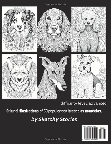 Vista 2 de Mandala Dog Breeds Coloring Book for Adults Original Illustrations of 50 Popular Dog Breeds (Mandala Creatures)
