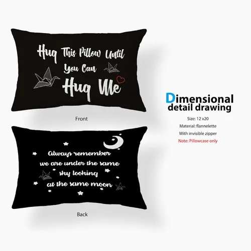 Vista 6 de Hug This Pillow Until You Can - Funda de almohada reversible de 12 x 20 pulgadas, decoración del hogar, regalos de relación a larga distancia