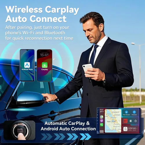 Vista 2 de Adaptador Inalámbrico CarPlay 2026 Mejorado para iPhone, 2 en 1 para Apple CarPlay y Android Auto, Convierte Cableado a Inalámbrico, Plug & Play