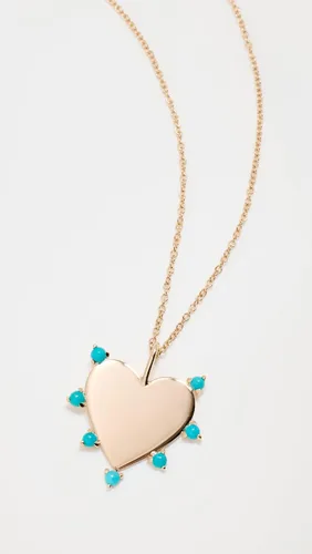 Vista 2 de Collar con colgante corto de piedras preciosas turquesa de 14 quilates para mujer