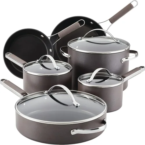 Vista 10 de [Usado] Ayesha Curry Kitchenware 80293 - Sartén profesional anodizada dura antiadherente con tapa y mango auxiliar, 12.25 pulgadas, color carbón