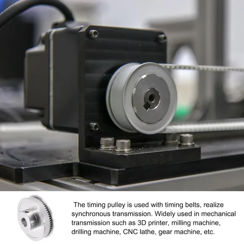 Vista 3 de Polea de distribución de ruedas síncronas de aluminio con tornillo [para impresoras 3D de 0.236 in de ancho, máquinas CNC] - 60 dientes de diámetro