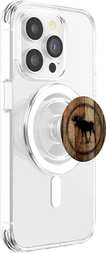 Vista 3 de PopGrip PopSockets de alce negro con borde: agarre intercambiable para teléfonos y tabletas PopSockets MagSafe PopGrip para iPhone