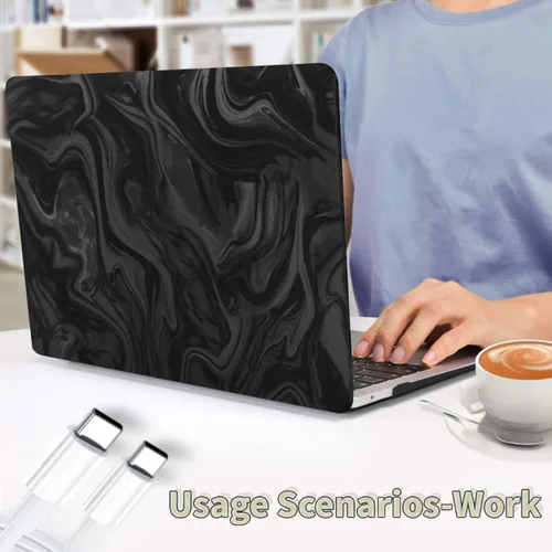Vista 6 de Funda de cuero compatible con MacBook Pro de 16 pulgadas 2020 2019 versión A2141 con Touch Bar/Touch ID, funda protectora de plástico para laptop