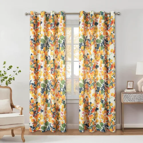 Vista 13 de VOGOL - Cortinas Boho, cortinas de ventana con aislamiento térmico y ojales para dormitorio y sala de estar, juego de 2 paneles, 52 x 63 pulgadas