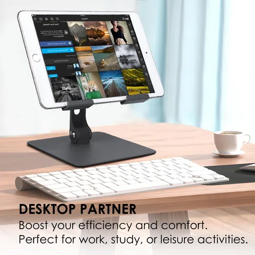 Vista 3 de Soporte para tablet para escritorio, soporte ajustable y estable, plegable multiángulo, compatibilidad universal para tabletas de 4 a 13.3 pulgadas