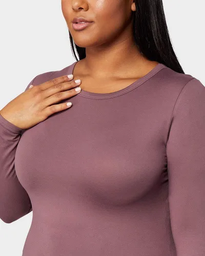 Vista 3 de 32 Degrees Heat - Camiseta térmica de capa base para mujer, manga larga, cuello redondo, ultra suave y ligera Berry Mauve19