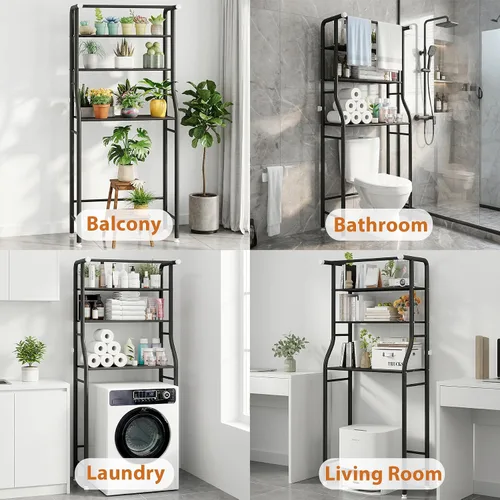 Vista 3 de UDEAR Estante de 3 Niveles Sobre el Inodoro, Estante de Baño Ahorrador de Espacio, Organizador de Almacenamiento de Soporte de Esquina, Accesorios