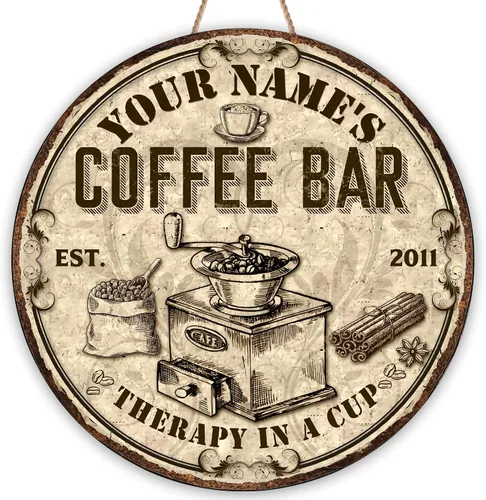 Vista 14 de Artsy Woodsy Letrero personalizado de madera para cafetería, placa de pared para decoración de cocina, regalos personalizados para amantes del café