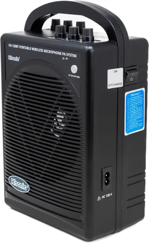 Vista 2 de HISONIC HS120BT HL Sistema PA portátil con micrófonos inalámbricos y batería recargable de litio y cable de coche Bluetooth conectado con teléfonos