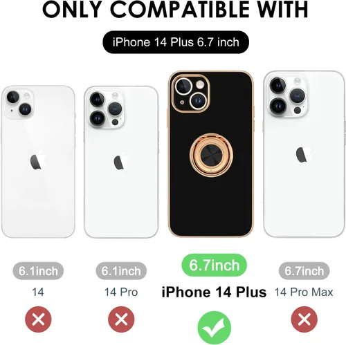 Vista 7 de Hython Funda para iPhone 14 Plus con soporte de anillo [soporte de anillo giratorio de 360° con soporte magnético] [Soporte de montaje en automóvil]