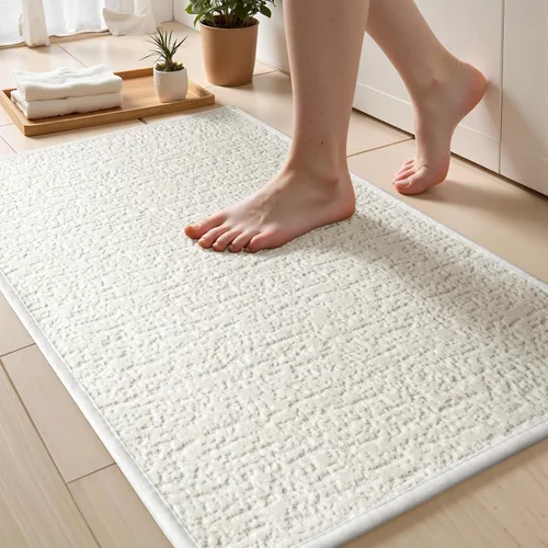 Vista 22 de Tapetes de baño antideslizantes delgados para debajo de la puerta, tapetes de baño de secado rápido absorbentes con respaldo de goma trenzado
