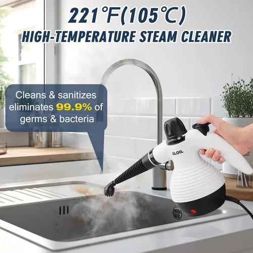 Vista 2 de Limpiador de vapor de mano para limpieza del hogar con 10 accesorios
