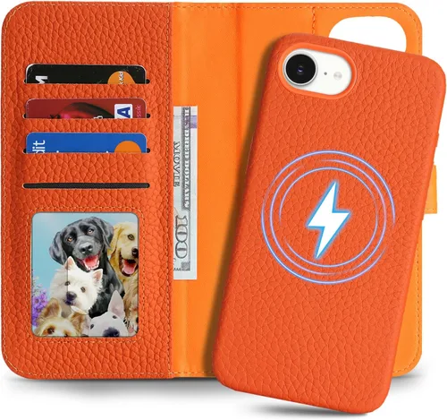 Vista 26 de Funda desmontable de cuero genuino para iPhone SE 2020/SE 2022/7/8, funda magnética 2 en 1 extraíble, soporte de carga Magsafe, funda protectora