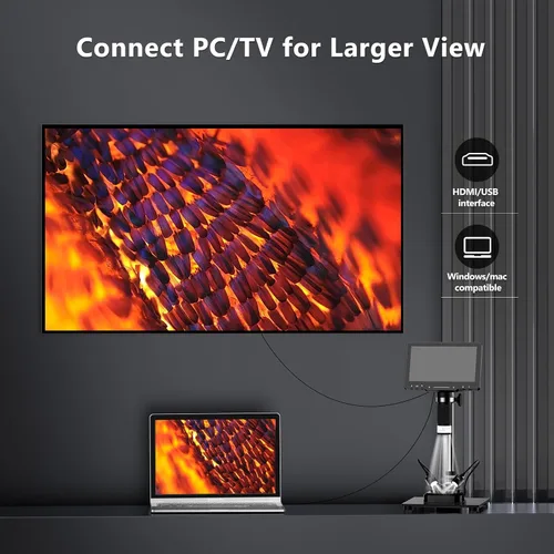 Vista 6 de Hayve Microscopio digital 4K, microscopio de monedas HDMI de 48 MP con pantalla IPS de 7 pulgadas, microscopio de soldadura 1500X con luces