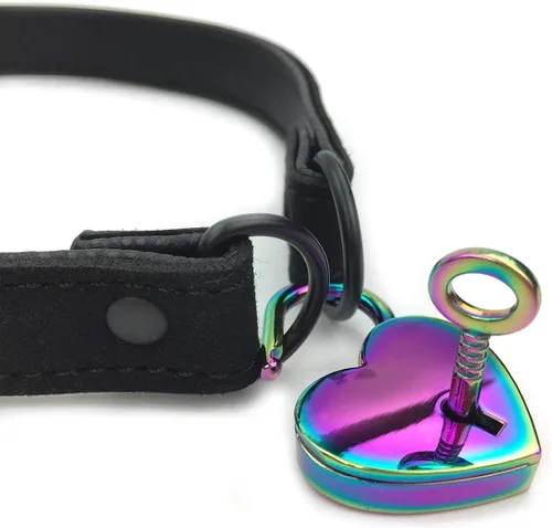 Vista 2 de Succuba Collar de gargantilla con candado, collar de lolita, gato y gatito, terciopelo con cerradura y llave para mujeres y hombres