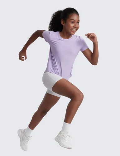 Vista 4 de CRZ YOGA Cloudweight - Camisetas atléticas de manga corta para niñas, camisetas deportivas activas, informales, cuello redondo, abertura lateral