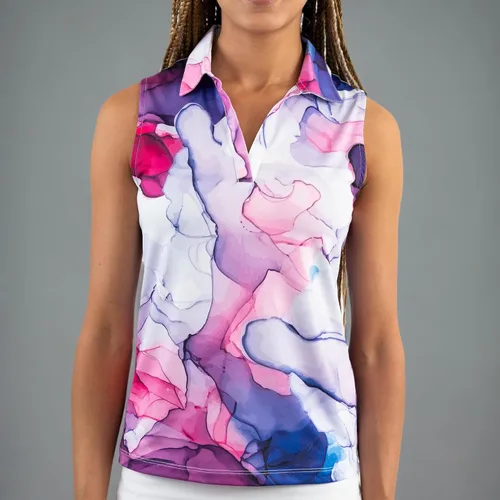 Vista 8 de YATTA GOLF Polo de golf sin mangas para mujer, absorbe la humedad, cuello en V, para golf, entrenamiento, golf