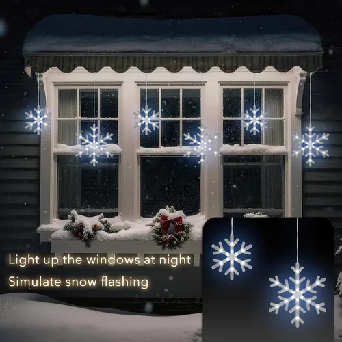 Vista 3 de Luces de carámbano de nieve de Navidad, 9 pies, 150 luces LED para cortinas con 10 gotas, 3 hebras conectables, luz de hada de carámbano con efecto