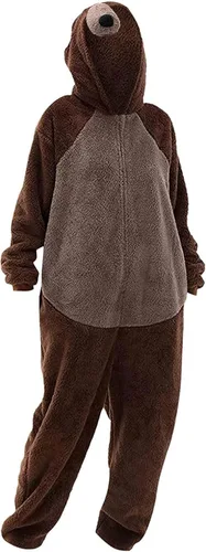 Vista 3 de Akklian Pijama unisex para adultos, disfraz de animal de una pieza, esponjoso, oso para el hogar, para parejas