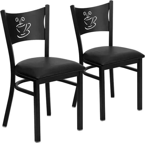 Vista 15 de Flash Furniture HERCULES Series Silla de restaurante de metal con respaldo de café negro - Asiento de vinilo burdeos Asiento de vinilo borgoña/marco